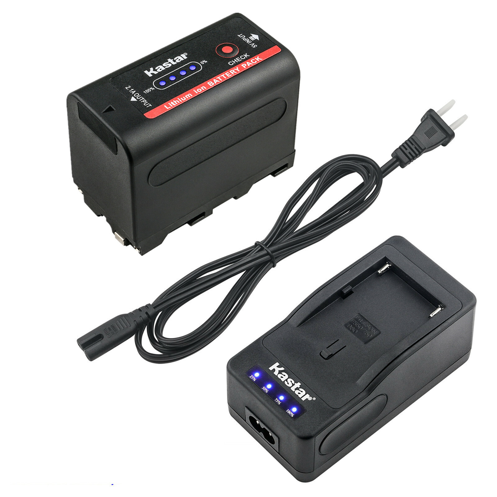 Kastar Super Fast Charger Kit For Sony NP-F550/F570/F330 Batteries – Includes 2900mAh Battery & Charger