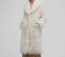 $1500 Alabama Muse Italy Women White Faux-fur Mick Long Vest Coat Jacket Size 42