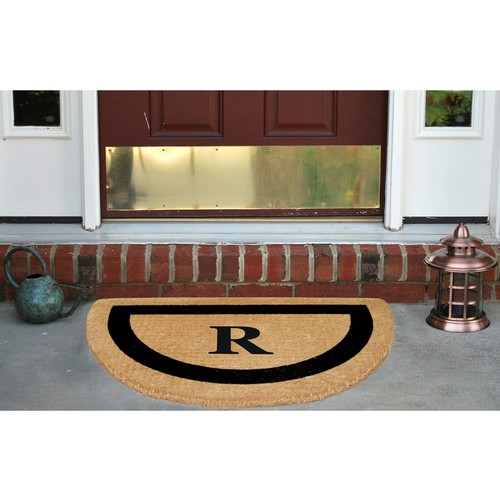 Half Round Heavy Duty Coir Mat - Single Picture Frame (22" x 36") Monogram "R" - Picture 2 of 5