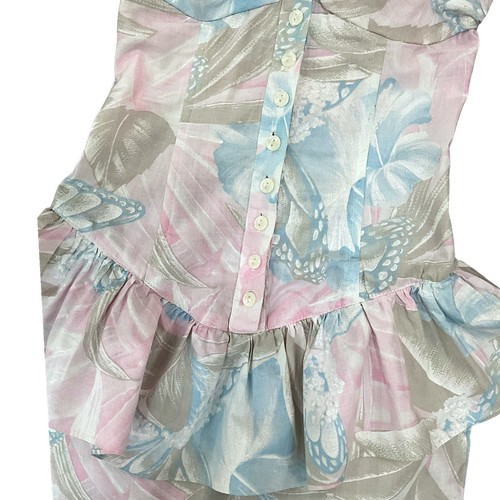 1980s Strapless Butterfly Print Pastel Bustle Pin-up 1950s Vintage Dress - Picture 11 of 12