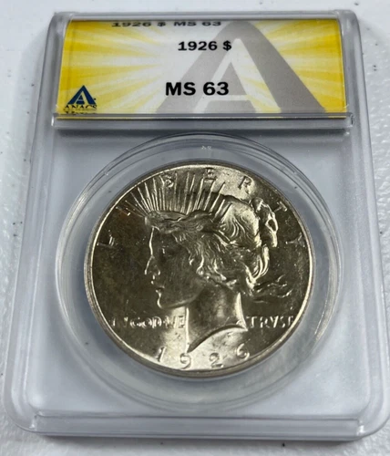1926  Peace US Silver Dollar,  MS63 by ANACS,   a SUPERB looking coin!!!