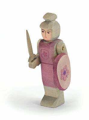 Ritter stehend rot, Ostheimer 2741 Holzfigur Roter Ritter mit Schwert u. Schild