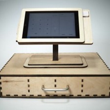 Square POS Stand and Cash Box for iPad Mini 1, 2, 3 and 4 - Personalized gift.