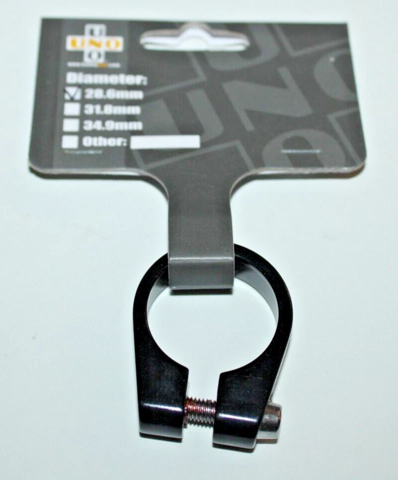 Abrazadera de tija de sillín de bicicleta Kalloy Uno 28,6 mm 11/8" negra SC-100 665693 envío gratuito Foto 2 de 4