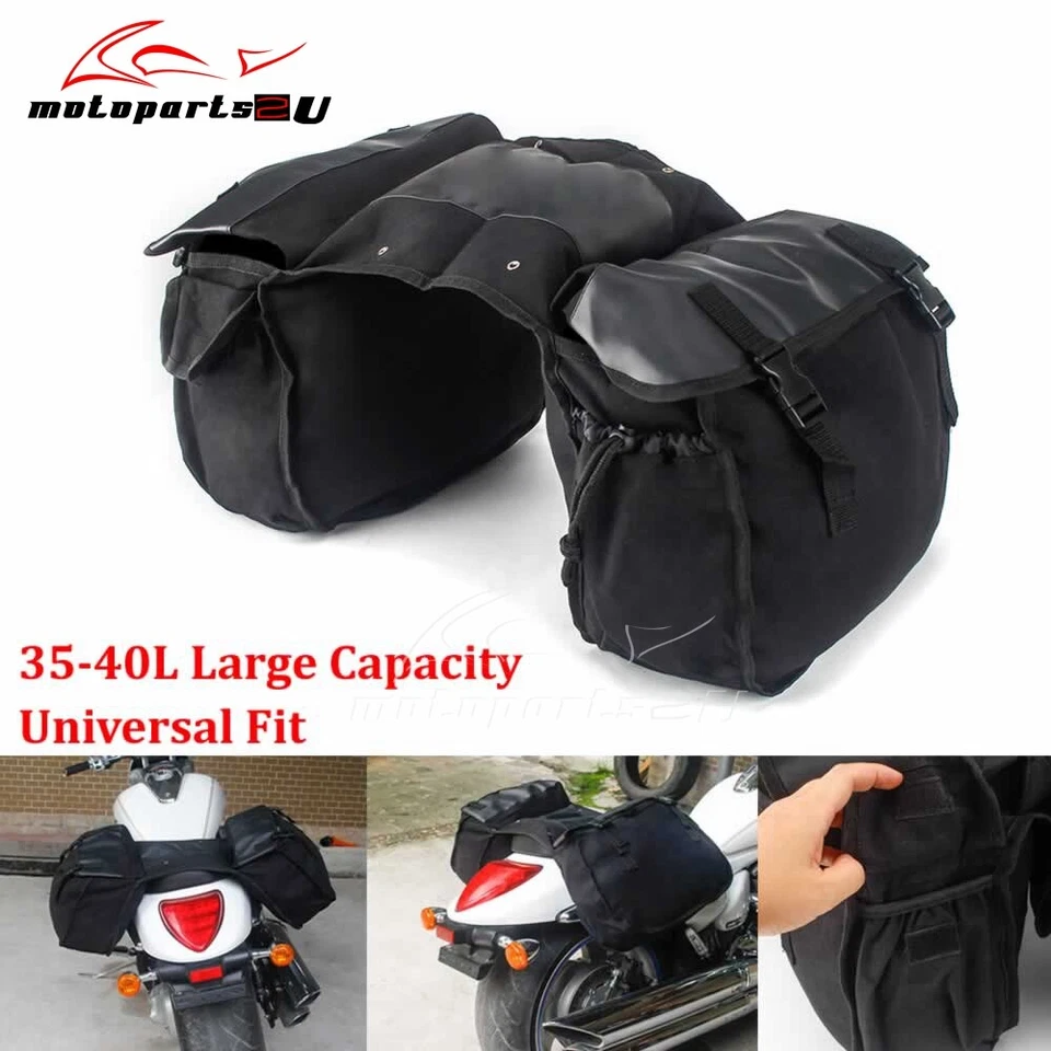 Universal 40L Saddlebag Side Tool Storage Luggage Bag For Most Motorcycle Bike - Image 2 of 4