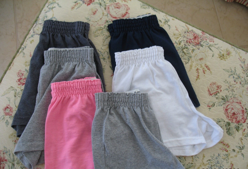 LOT OF 6 Soffe Shorts Young Girls Small Gym knit Cheer Athletic pink white gray