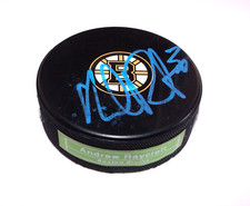 Andrew Raycroft Boston Bruins Autographed Hockey Puck  A3957