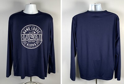Hang Loose Hawaii 50th State Aloha Sport Shirt Mens 2XL Polyester Blue