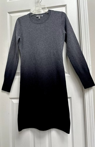 Neiman Marcus SZ S 100% Cashmere Grey Black Ombre Knit Dress PRISTINE