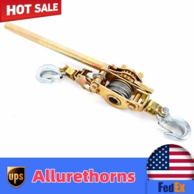 4400LB 2 Ton Hand Lever Block Chain Hoist Ratchet Type Puller Come Along Cable