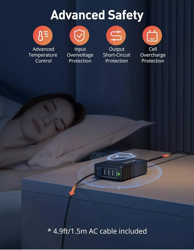 RAVPower 60W 6 Port USB Wall Charger Model RP-PC028 Black BRAND NEW - Image 4 of 4