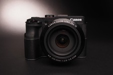 Genuine real Leather Half Camera Case bag cover for Canon G3X G3 X Black Color