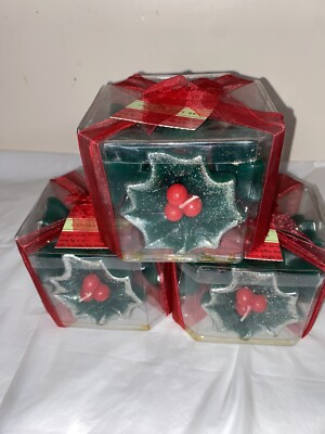 Christmas Floating Candles Holly Leaves & Berries 3 boxes Set of 4 NEW