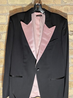 Tom Ford Womens Blazer Black with pink satin lapels size 44 worn once