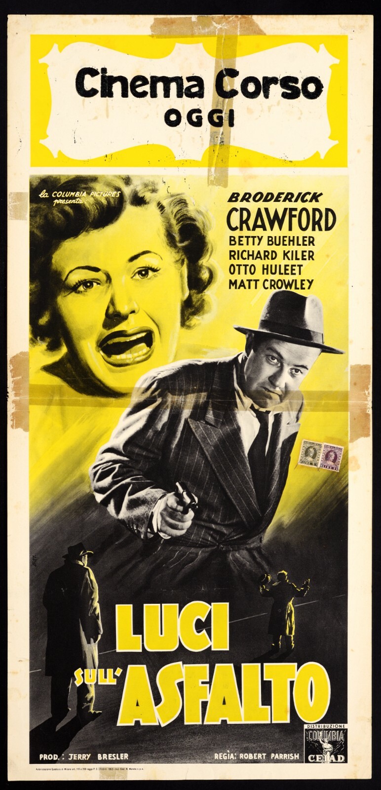 Locandina originale film Luci sull'asfalto (1951) - Regia di Robert Parrish