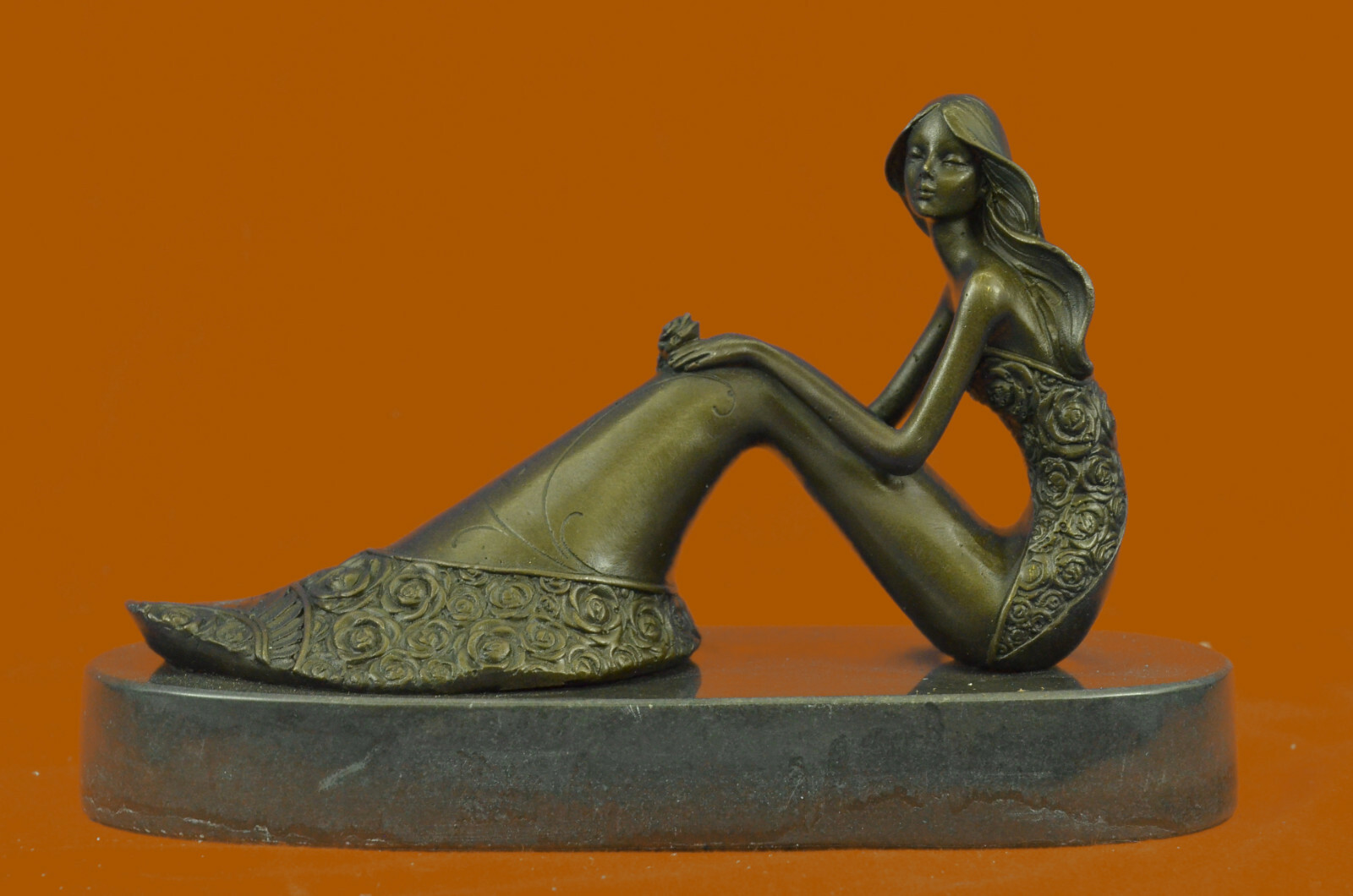 Abstract Art Sculpture Bronze Copper Mermaid Sea Maid Girl Fish Statue Figurine