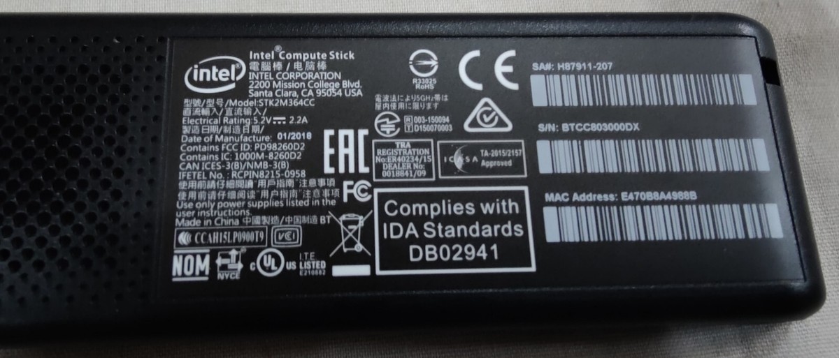 Intel Computer Stick STK2M364CC BLKSTK2M364CC M3-6Y30