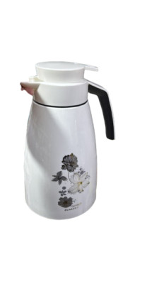Isolierkanne Arabisch Weiß Glas Innen Thermo Tee Kaffeekanne 1000ml