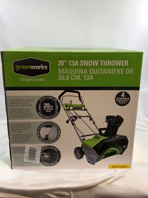 Greenworks Corded Electric Snow Blower Thrower 13-Amp 20'' w/LED Lights 2600202