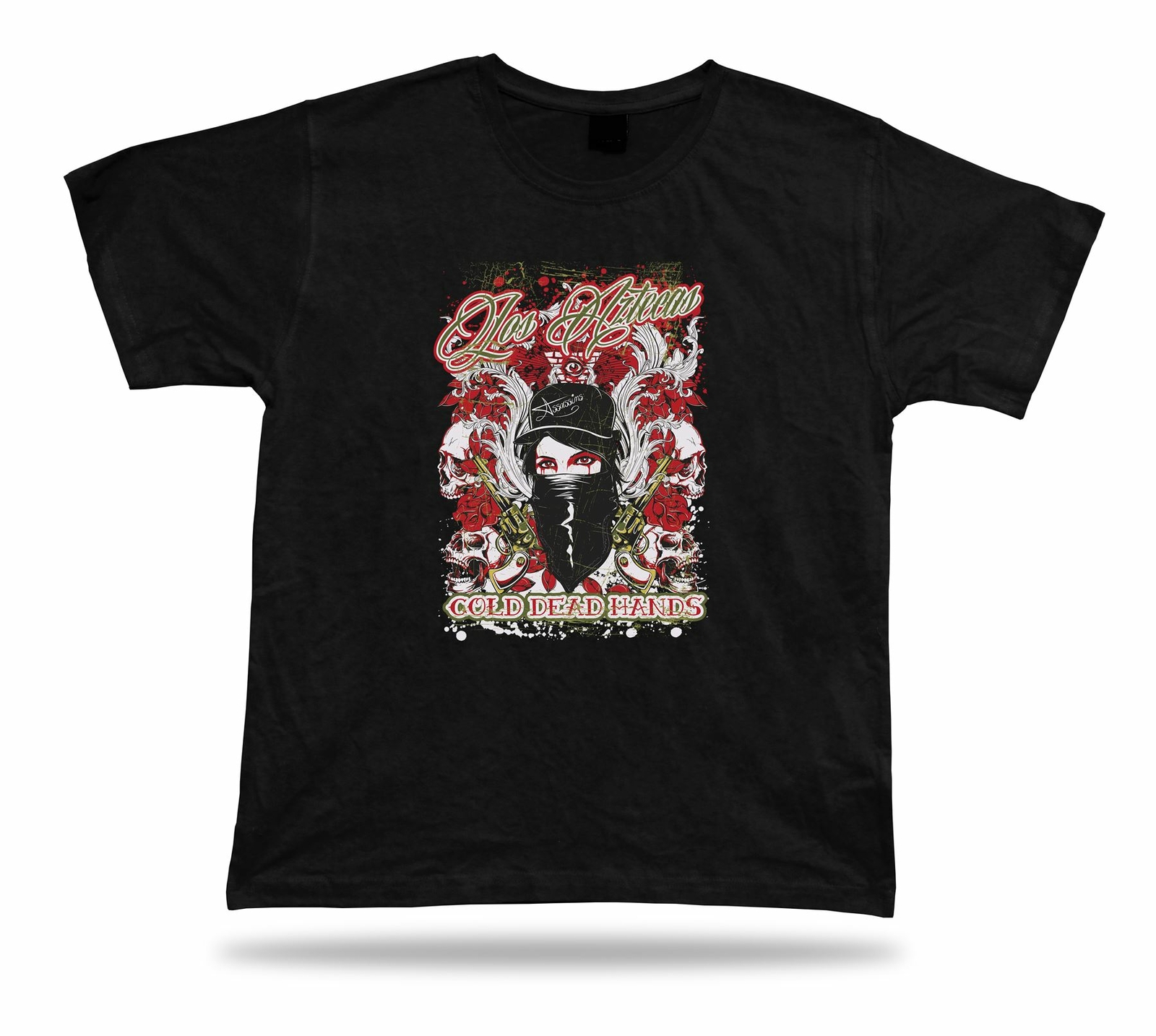 Tshirt Tee Shirt Birthday Gift Idea Los Aztecas Pistol Gang Mask Skull Rose Eye