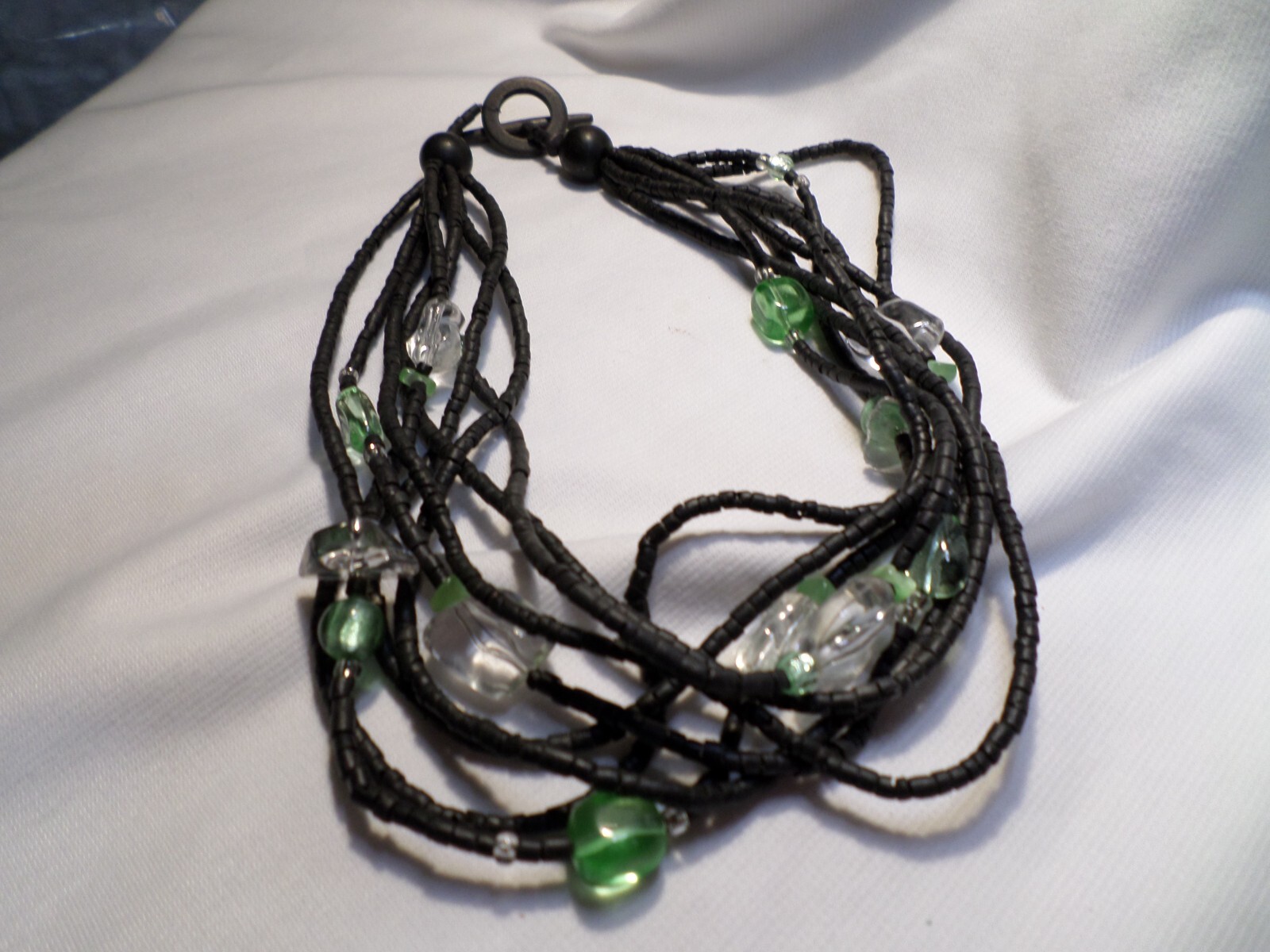 Black Coconut Shell Bead Multi Strand Necklace Wi… - image 4