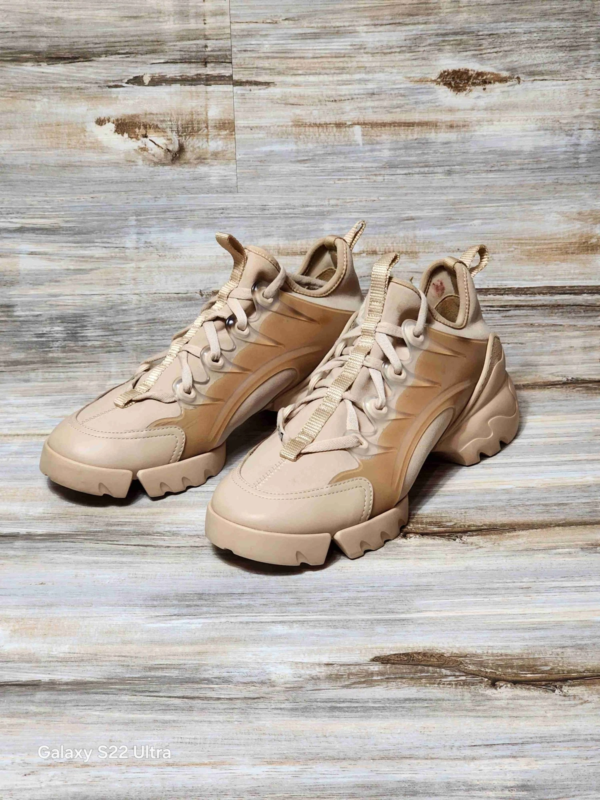 Baskets Christian Dior beige semelle épaisse à lacets D Connect pointure 38