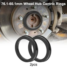 OD 76.1mm to ID 60.1mm Car Wheel Hub Centric Rings Black Plastic 2 Pcs