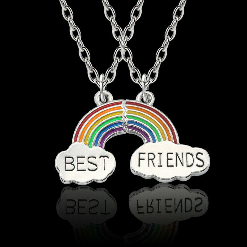 Best Friend Regalo Arco Iris Plata 2 Colgantes BFF Cadena de Amistad Regalo Reino Unido | eBay