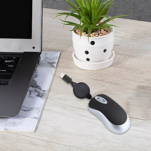 Mini USB C Mouse Retractable Cable Computer Mouse Creative Wired Mouse - Afbeelding 10 van 15