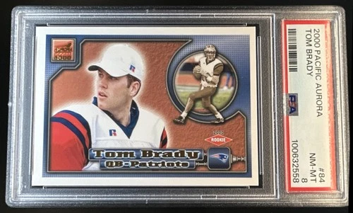 2000 Pacific Aurora Tom Brady Rookie RC #84 Patriots PSA 8