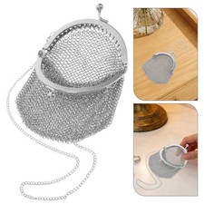 Mesh Metal Coin Purse - Metal Retro Wallet with Kiss Lock Mini Victorian Mesh