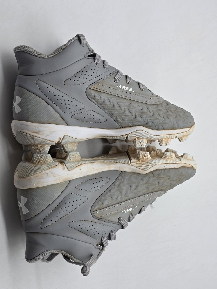 Under Armour Shoes Youth 3.5Y Gray Leadoff Mid 3.0 BSBL Baseball