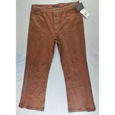 John Mark Size 14 Wide Leg Ankle Brown Coated Spice Market Jeans NWT L394