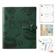 Recipe Book Binder Plastic Sleeves Blank Cards Write In 4x6 Inch Tabs Green