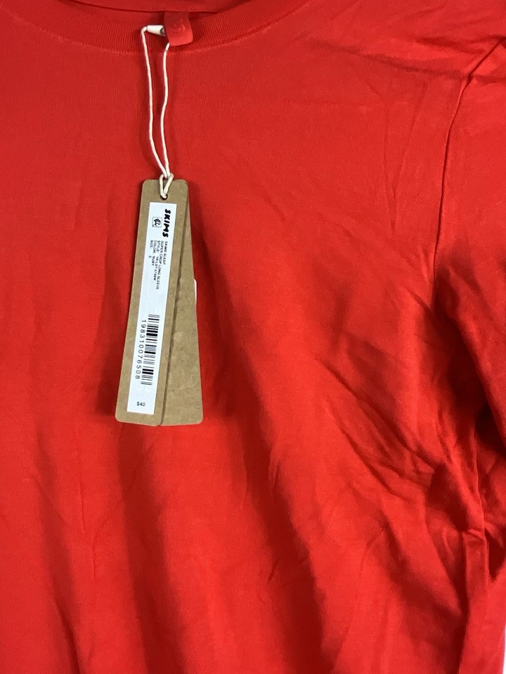 Skims сна супер укороченный длинным рукавом рубашка верхний рубиновый красный маленький новый с Ярлыками (1252) - Изображение 2 из 4