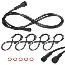 5-Pack Waterproof Extension Cable, 4 Pin 1Meter 22AWG for Spotlights [Black]
