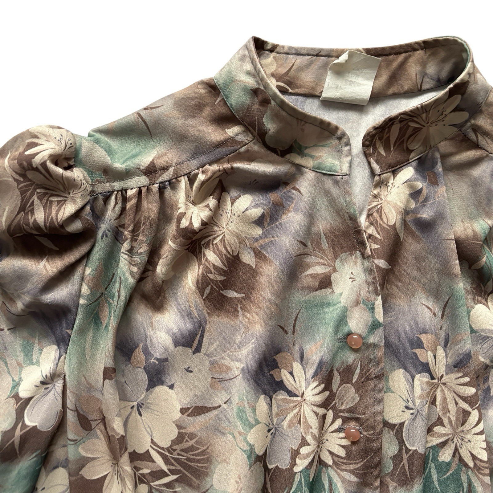 Vintage Dress 80s Floral Print Mandarin Collar Summer Retro Boho 10 image 3