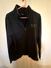 Michael Kors Men  s Black 1/4 Zip Fleece Pullover Mock Neck Logo Size L