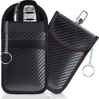 Schutz Autoschlüssel, 2 Stück Mini Faraday Taschen Kohlefaser Leder Keyless Go S