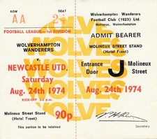 TICKET: Wolves v Newcastle United 1974/1975 - BUFF