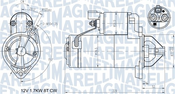 Magneti Marelli Anlasser Starter 1.7 Kw FüR Hyundai I30 Kombi 1.6 Crdi 1.4 IX20-image