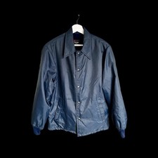 Vintage 70's Sears Jacket Snap Button Up Sz Medium Navy Blue Lined Men's Store