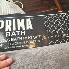 Prima Bath 2-Piece Bath Rug Set Gray Ultra Soft Plush Faux Fur Bathroom Mats NEW