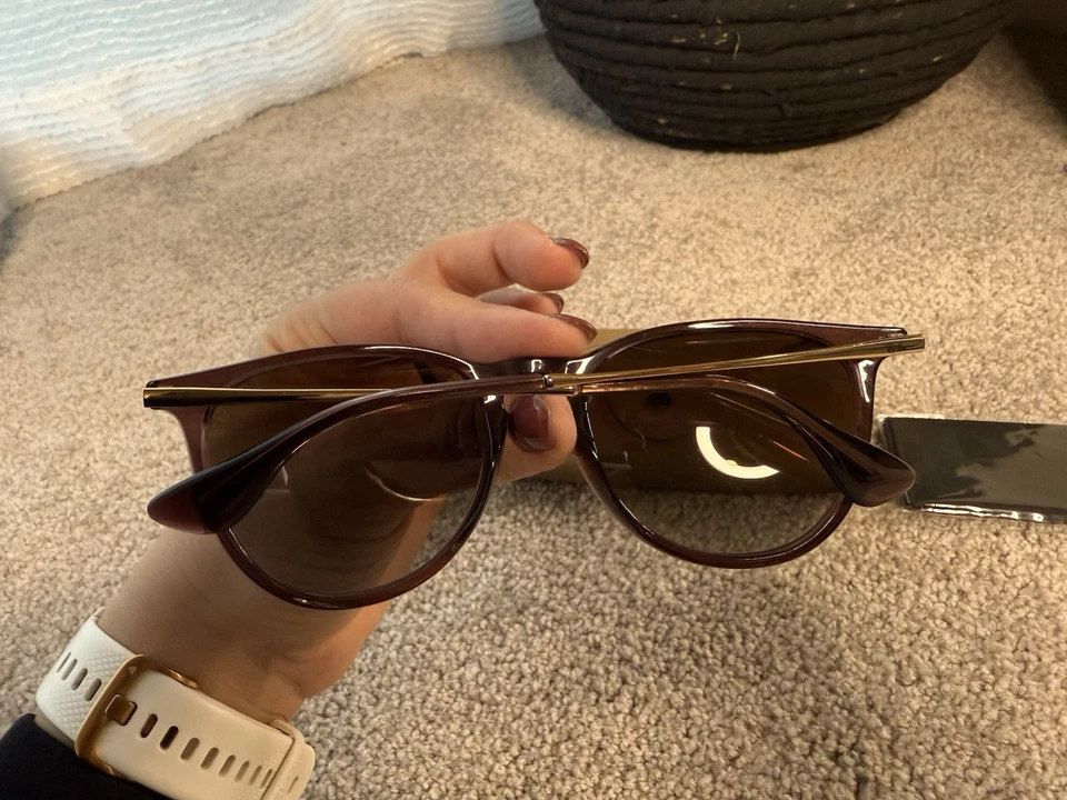 Gafas de sol Ray Ban Erika RB4171 transparentes marrón oscuro con marco dorado Foto 3 de 4