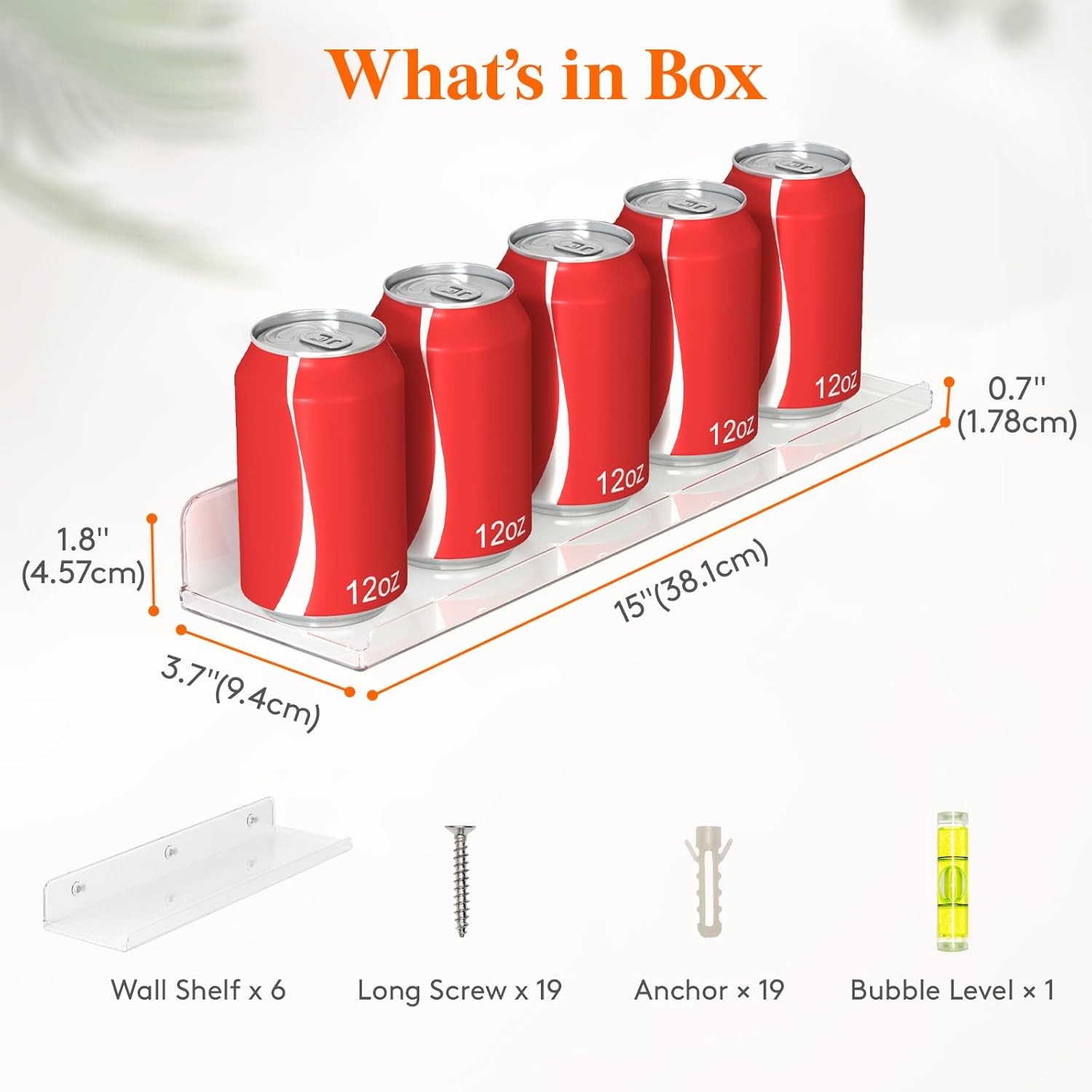 Lifewit Floating Shelves for Wall, 6 Pack 15" Clear Acrylic 15 inches, 