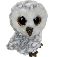 Ty Beanie Boos Owlette White Gray Owl Big Glitter eyes gold 6" Plush 