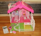 Vintage 1992 Fold 'N Fun Barbie House Folds Into Carry Case Garden Terrace
