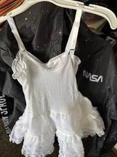 ALLISON ANN Girls Full Slip White Ruffles Petticoat Lace SIZE 5