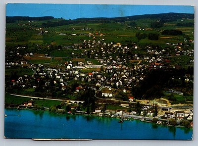 Postcard 1970s Aerial View Swiss Lake Town Switzerland