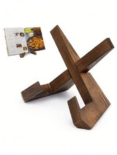 1pc Handmade Wooden Cookbook Stand, Rustic Farmhouse Recipe Book Holder..